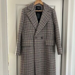 MAJE Double-breasted houndstooth wool-blend tweed coat